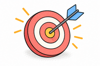 Illustration of an archery target with an arrow in the bullseye.
